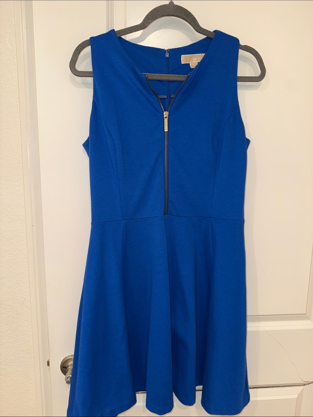 MICHAEL Michael Kors Royal Blue Sleeveless Crewneck Dress with Front Zip